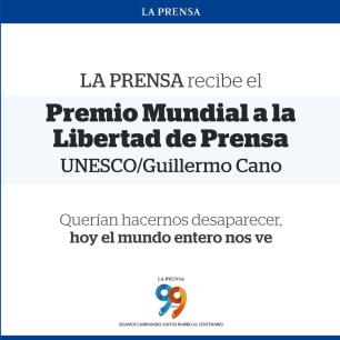La Prensa de Nicaragua recibe el Premio Mundial UNESCO/Guillermo Cano 2025 a la Libertad de Prensa