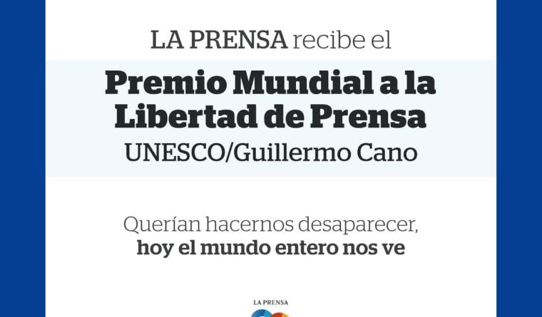 La Prensa de Nicaragua recibe el Premio Mundial UNESCO/Guillermo Cano 2025 a la Libertad de Prensa
