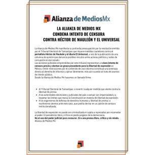 La Alianza de Medios Mx condena intento de censura contra Héctor de Mauleón y El Universal