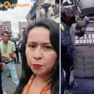 Policías estatales intimidan a periodista durante marcha por desaparecidos en Puebla