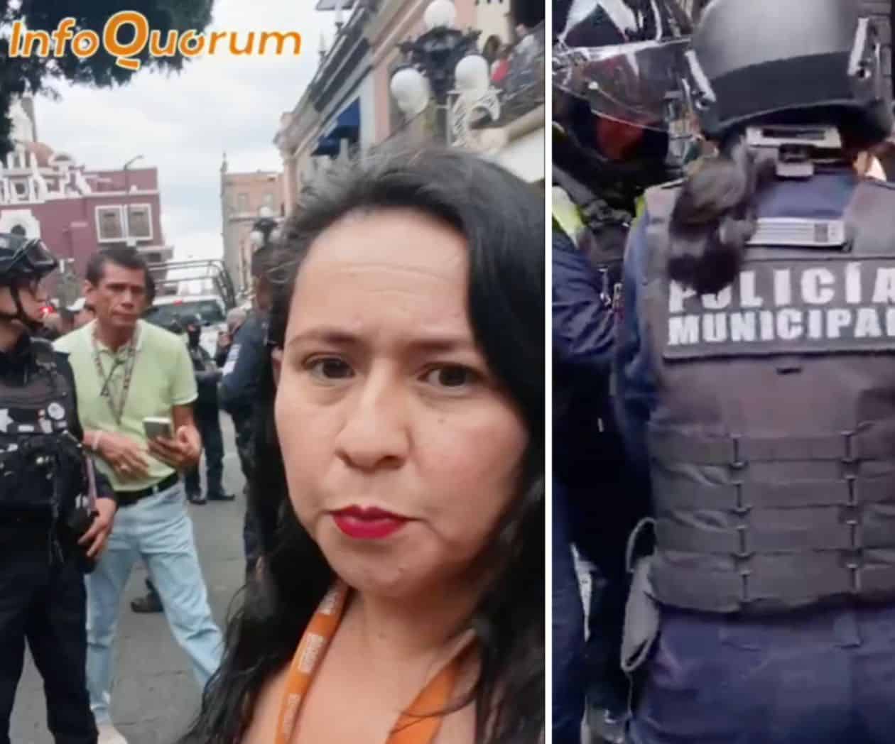 Policías estatales intimidan a periodista durante marcha por desaparecidos en Puebla