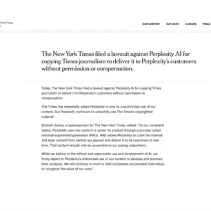 Demanda New York Times a Perplexity AI por uso indebido de su contenido periodístico
