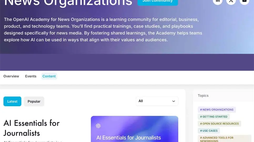 Lanzan ‘Academia OpenAI de inteligencia artificial para medios de comunicación’