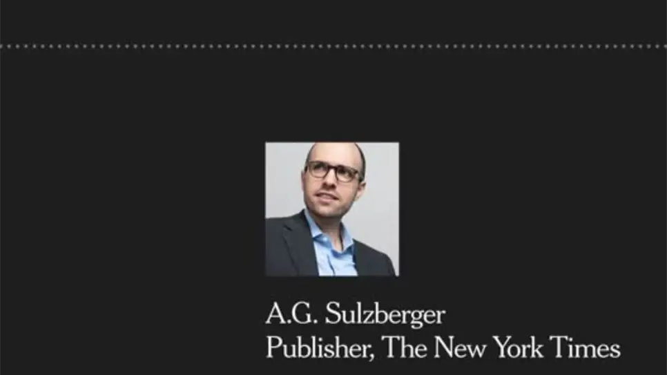A.G. Sulzberger, Editor del New York Times, llama a apoyar a medios que hagan periodismo original; no solo al suyo