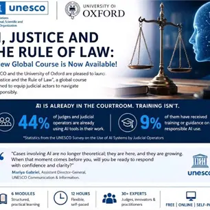 Inscr&iacute;bete al curso global gratuito sobre IA, justicia y Estado de derecho de la UNESCO y la Universidad de Oxford