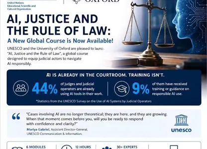Inscríbete al curso global gratuito sobre IA, justicia y Estado de derecho de la UNESCO y la Universidad de Oxford