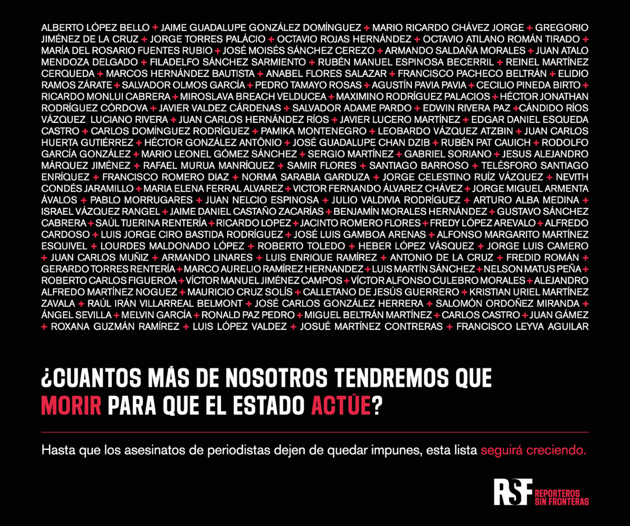 RSF y más de 40 medios exigen un plan nacional ante los asesinatos de periodistas en México y la impunidad existente